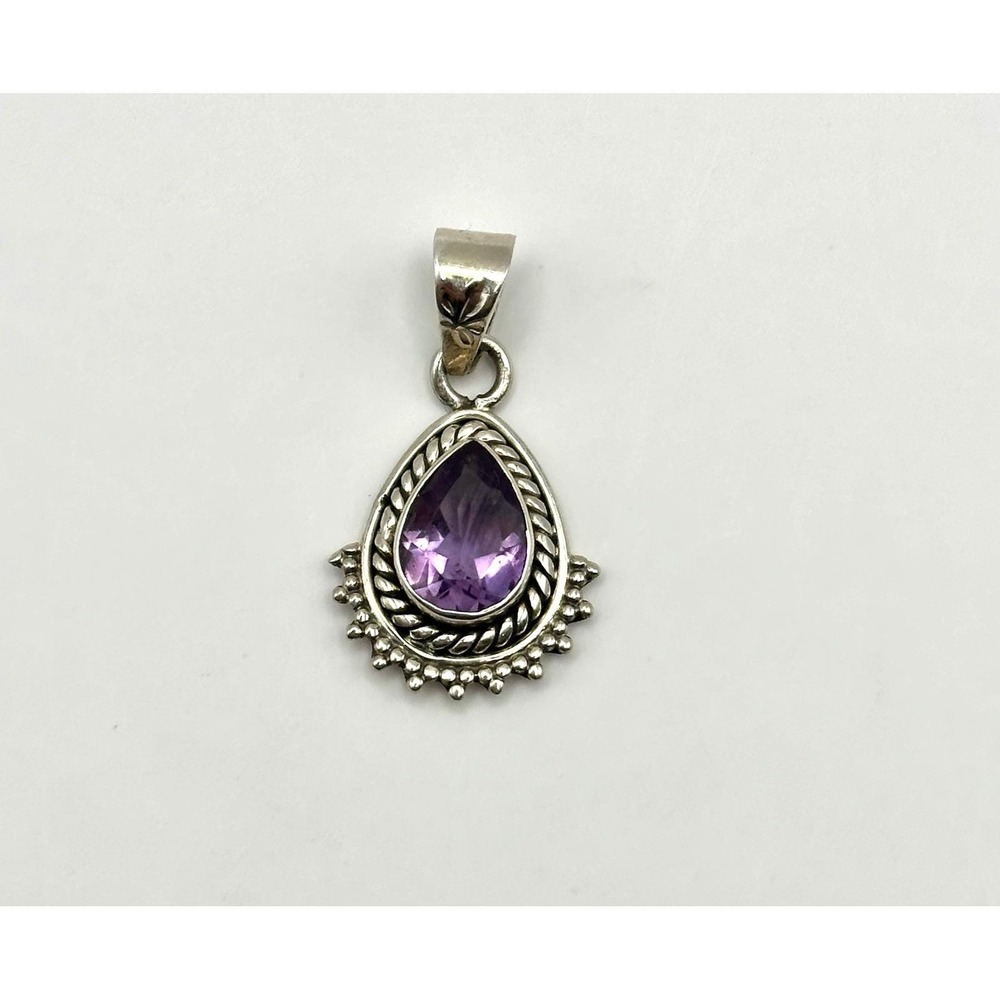 Dainty Faceted Amethyst Sterling Silver Pendant